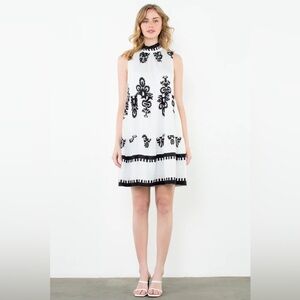 NWT THML Black & White Sleeveless Dara Tiered Midi Dress Sz. MEDIUM